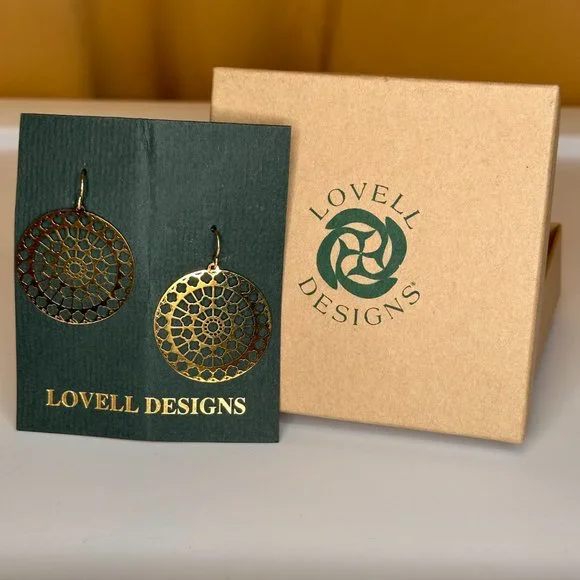 Lovell Design - Notre Dame West Drop Gold Plated Earrings, IOB - Picture 5 of 6